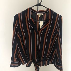 Striped button up top